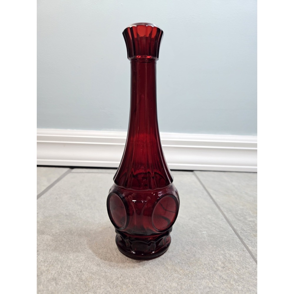 Vintage Wheaton Art Glass Ruby Red Bullseye Bud Vase